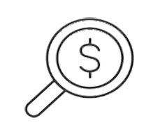magnifying glass over a dollar sign